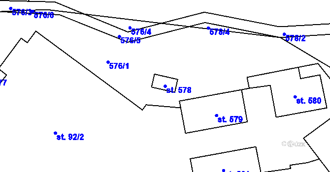 Parcela st. 578 v KÚ Mlýny, Katastrální mapa