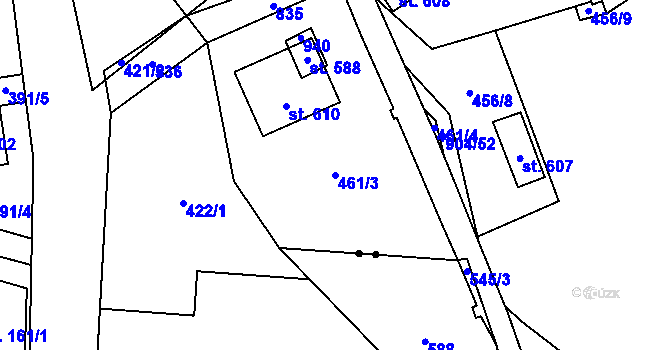 Parcela st. 461/3 v KÚ Mlýny, Katastrální mapa