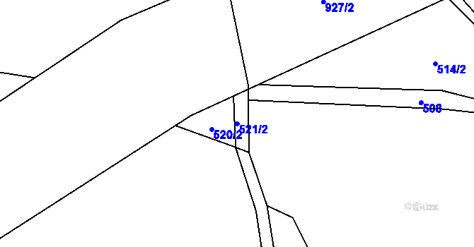 Parcela st. 521/2 v KÚ Mlýny, Katastrální mapa