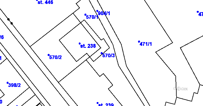 Parcela st. 570/3 v KÚ Mlýny, Katastrální mapa