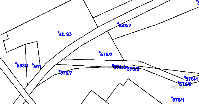 Parcela st. 576/2 v KÚ Mlýny, Katastrální mapa