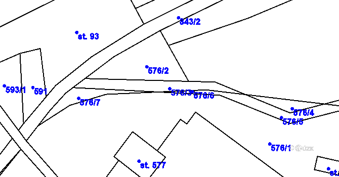 Parcela st. 576/3 v KÚ Mlýny, Katastrální mapa