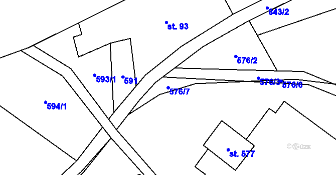 Parcela st. 576/7 v KÚ Mlýny, Katastrální mapa
