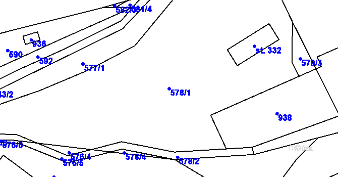 Parcela st. 578/1 v KÚ Mlýny, Katastrální mapa