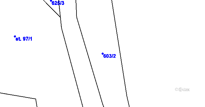 Parcela st. 603/2 v KÚ Mlýny, Katastrální mapa
