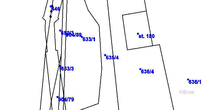 Parcela st. 635/4 v KÚ Mlýny, Katastrální mapa