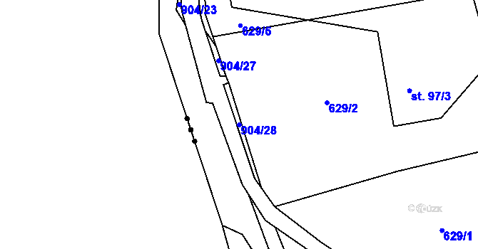 Parcela st. 904/28 v KÚ Mlýny, Katastrální mapa