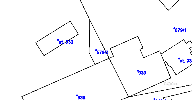 Parcela st. 579/3 v KÚ Mlýny, Katastrální mapa