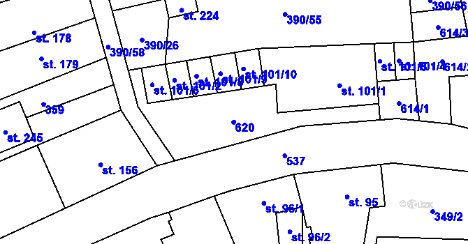 Parcela st. 101/7 v KÚ Verneřice u Hrobu, Katastrální mapa