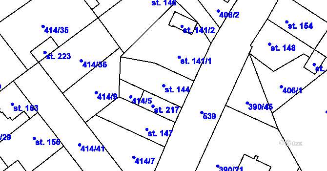 Parcela st. 144 v KÚ Verneřice u Hrobu, Katastrální mapa