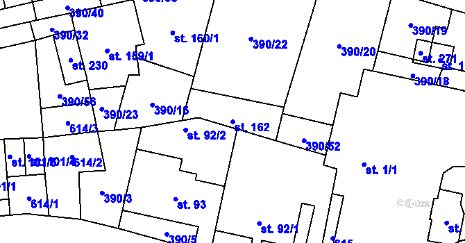 Parcela st. 162 v KÚ Verneřice u Hrobu, Katastrální mapa