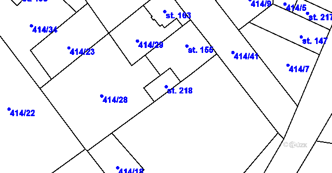 Parcela st. 218 v KÚ Verneřice u Hrobu, Katastrální mapa