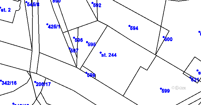 Parcela st. 244 v KÚ Verneřice u Hrobu, Katastrální mapa