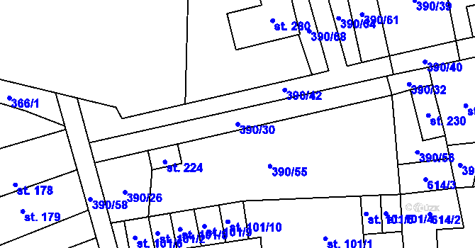 Parcela st. 390/30 v KÚ Verneřice u Hrobu, Katastrální mapa
