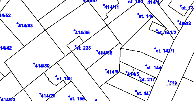 Parcela st. 414/36 v KÚ Verneřice u Hrobu, Katastrální mapa