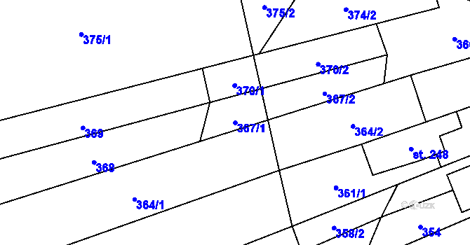 Parcela st. 367/1 v KÚ Verneřice u Hrobu, Katastrální mapa