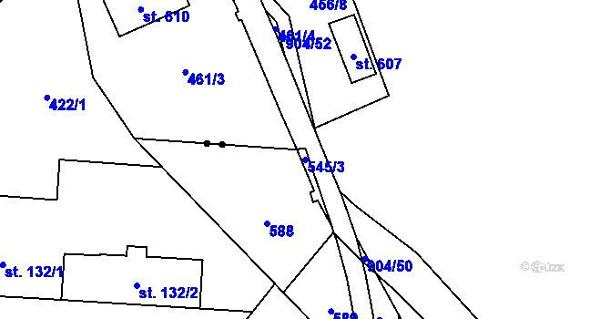 Parcela st. 545/3 v KÚ Verneřice u Hrobu, Katastrální mapa