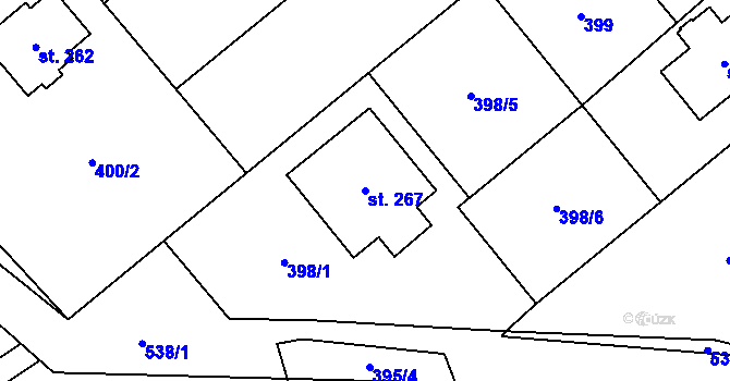 Parcela st. 267 v KÚ Verneřice u Hrobu, Katastrální mapa