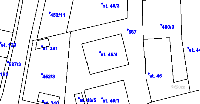 Parcela st. 46/4 v KÚ Hrobce, Katastrální mapa