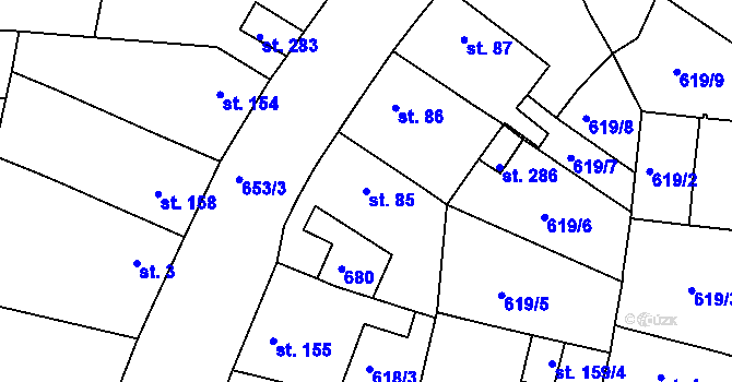 Parcela st. 85 v KÚ Hrobce, Katastrální mapa