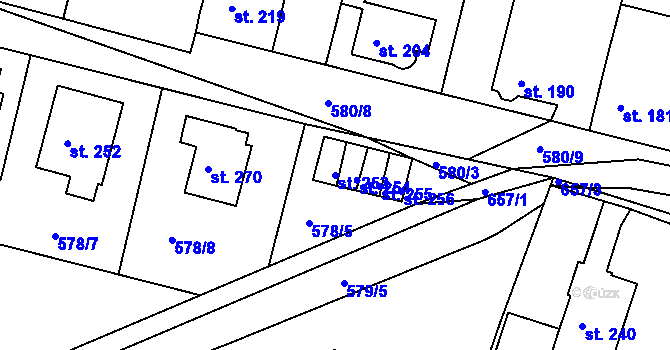 Parcela st. 253 v KÚ Hrobce, Katastrální mapa