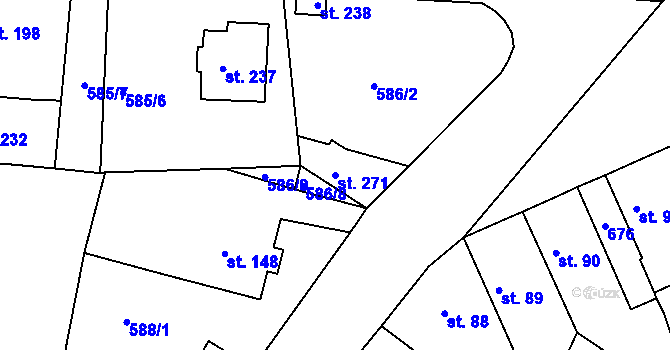 Parcela st. 271 v KÚ Hrobce, Katastrální mapa