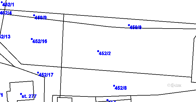 Parcela st. 452/2 v KÚ Hrobce, Katastrální mapa