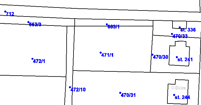 Parcela st. 471/1 v KÚ Hrobce, Katastrální mapa