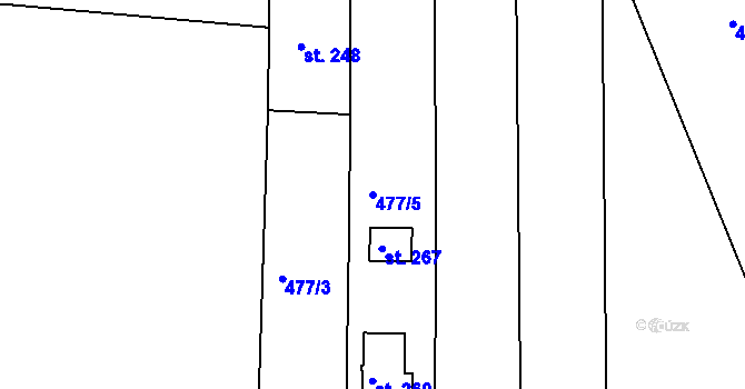 Parcela st. 477/5 v KÚ Hrobce, Katastrální mapa