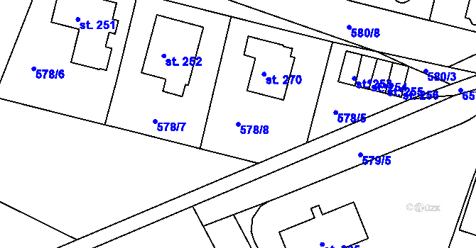 Parcela st. 578/8 v KÚ Hrobce, Katastrální mapa