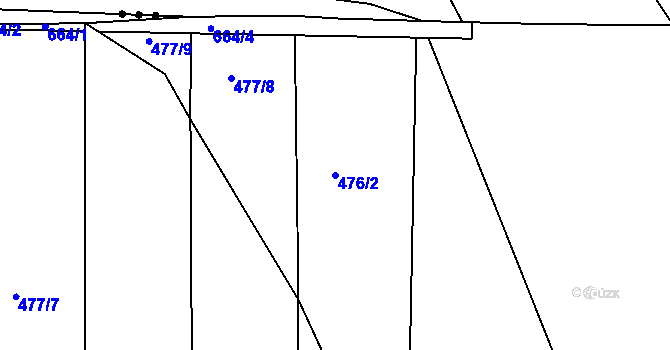 Parcela st. 476/2 v KÚ Hrobce, Katastrální mapa