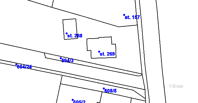 Parcela st. 269 v KÚ Hrobce, Katastrální mapa