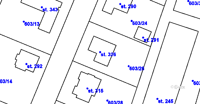Parcela st. 326 v KÚ Hrobce, Katastrální mapa