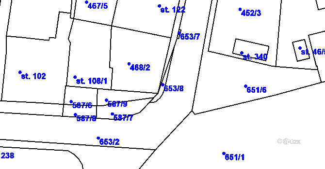 Parcela st. 653/8 v KÚ Hrobce, Katastrální mapa