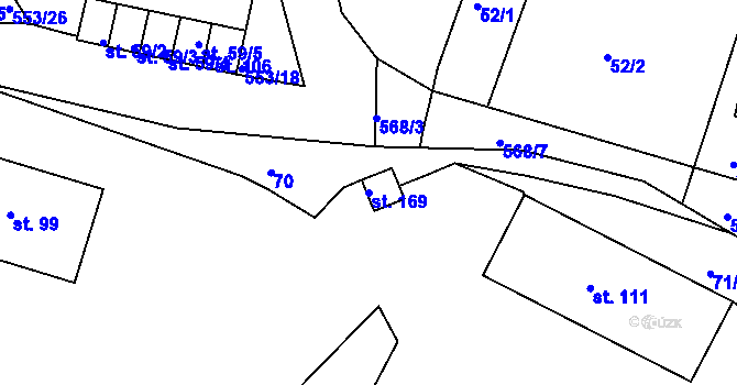 Parcela st. 169 v KÚ Hrobčice, Katastrální mapa