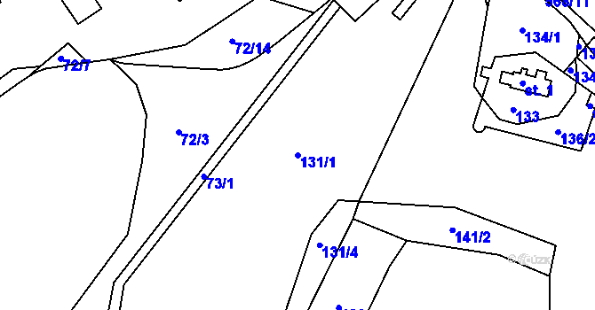 Parcela st. 131/1 v KÚ Hrobčice, Katastrální mapa