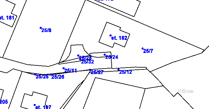 Parcela st. 25/24 v KÚ Hrobčice, Katastrální mapa