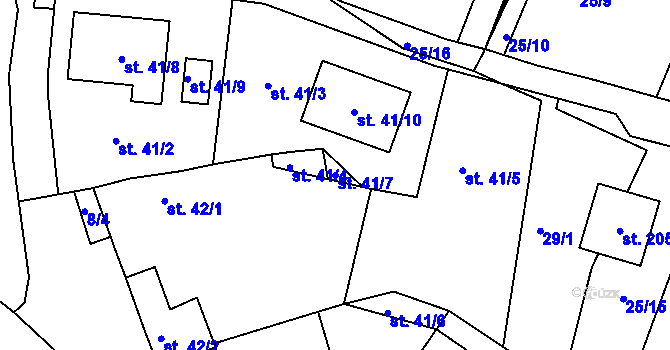 Parcela st. 41/7 v KÚ Hrobčice, Katastrální mapa