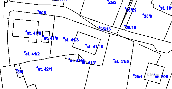 Parcela st. 41/10 v KÚ Hrobčice, Katastrální mapa