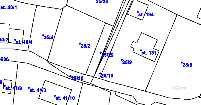 Parcela st. 25/29 v KÚ Hrobčice, Katastrální mapa