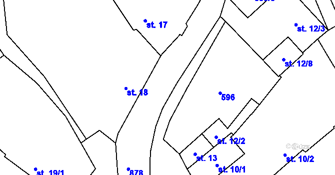 Parcela st. 12/1 v KÚ Chouč, Katastrální mapa