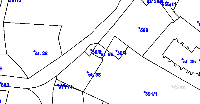 Parcela st. 66 v KÚ Chouč, Katastrální mapa