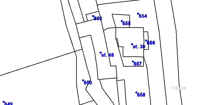 Parcela st. 48 v KÚ Kučlín, Katastrální mapa