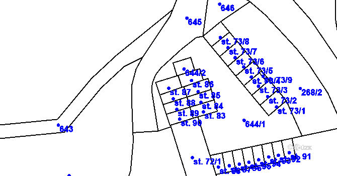 Parcela st. 87 v KÚ Kučlín, Katastrální mapa