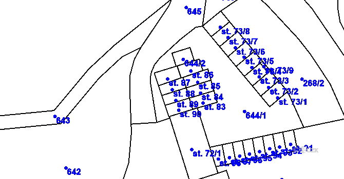 Parcela st. 88 v KÚ Kučlín, Katastrální mapa