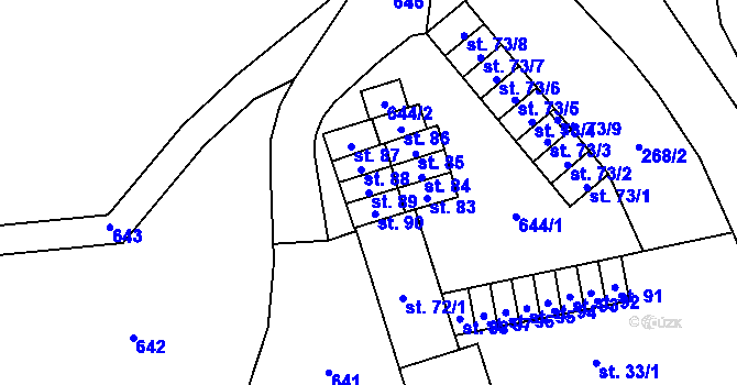 Parcela st. 89 v KÚ Kučlín, Katastrální mapa