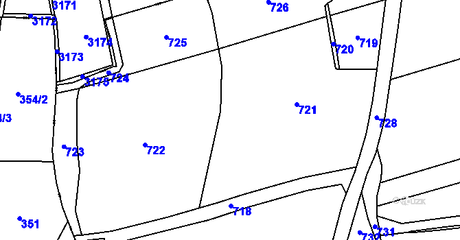 Parcela st. 345/3 v KÚ Kučlín, Katastrální mapa