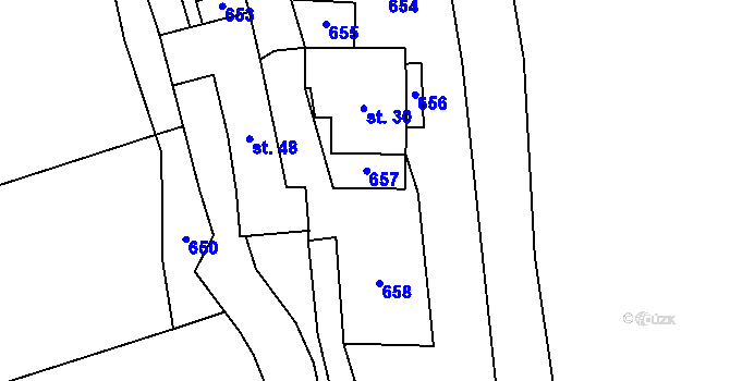 Parcela st. 610 v KÚ Kučlín, Katastrální mapa