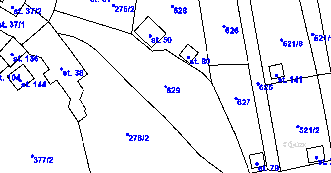 Parcela st. 629 v KÚ Kučlín, Katastrální mapa