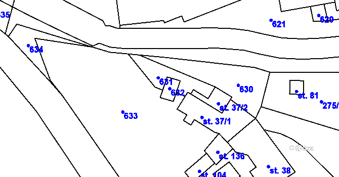 Parcela st. 632 v KÚ Kučlín, Katastrální mapa